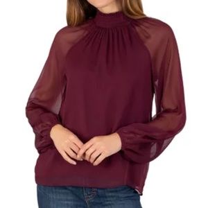 { Joie } - Limited Edition Long Sleeve Smocked Burgundy Blouse